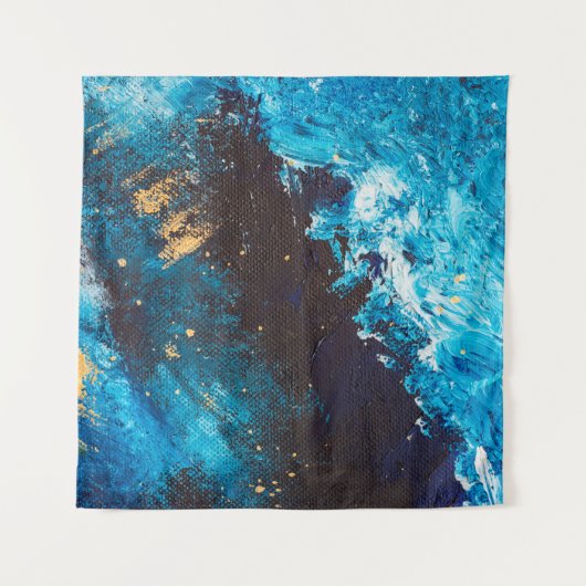 Acrylblauwe achtergrond. Abstract schilderen. Olie Wandkleed (Voorkant (horizontaal))