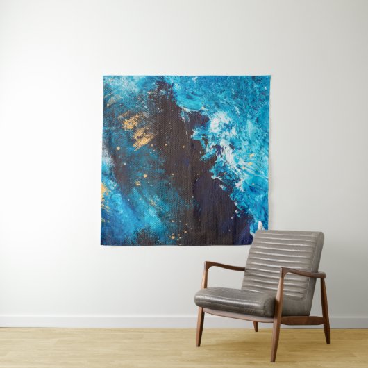 Acrylblauwe achtergrond. Abstract schilderen. Olie Wandkleed (In Situ (horizontaal))