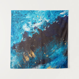 Acrylblauwe achtergrond. Abstract schilderen. Olie Wandkleed