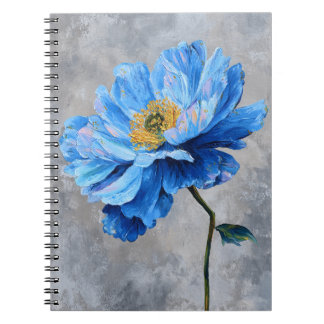 Acrylblauwe bloem notitieboek