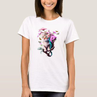 Acrylbloem Schattige Cat T-shirt