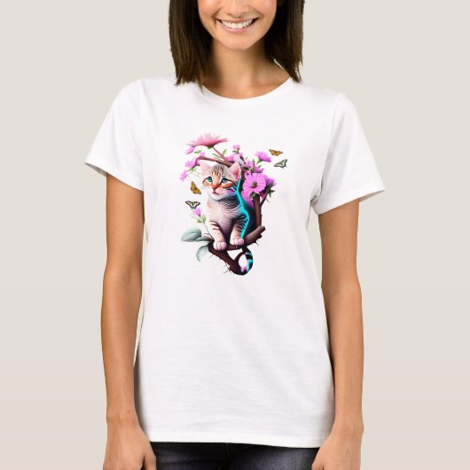 Acrylbloem Schattige Cat T-shirt (Voorkant)