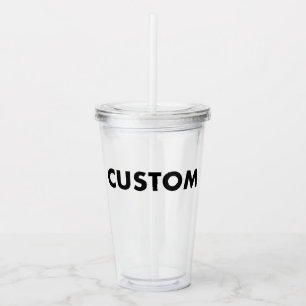 Acrylc Tumbler Blanco met deksel en rietje - BPA-v Acryl Drinkbeker