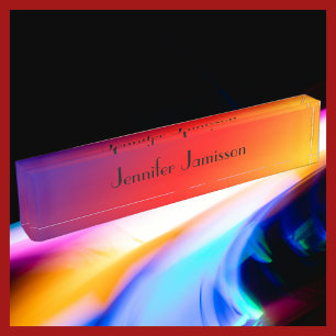 Acryldesk-naamplaat, regenboogontwerp naambordje