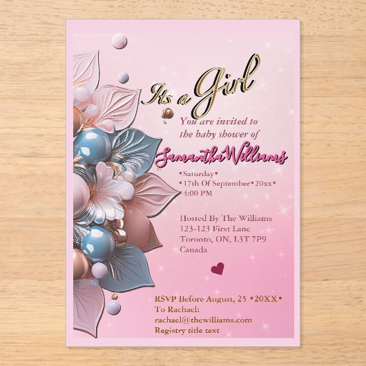 Acrylic Baby Shower Invitation (Recto)