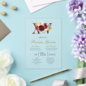 Acrylic Burgundy floral quinceañera invitation (Insitu (Mariage))