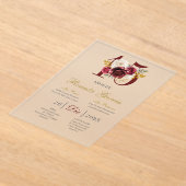 Acrylic Burgundy floral quinceañera invitation Acryl Uitnodigingen (Laagn)