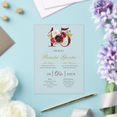 Acrylic Burgundy floral quinceañera invitation Acryl Uitnodigingen (Insitu (Huwelijk))