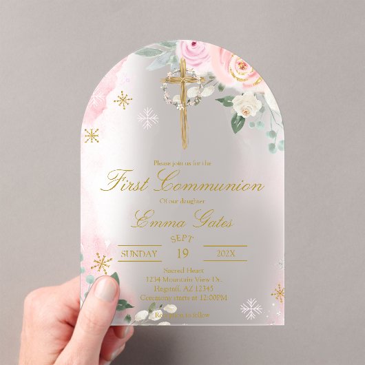 Acrylic Crucifix first communion Invitation (In situ (ordinateur de poche))