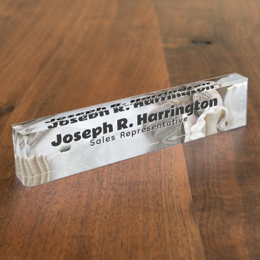 Acrylic Desk Name Plate Seashells Naambordje (Zijkant)