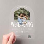 ACRYLIC Fotobruiloft Uitnodiging Modern QR Code RS Acryl Uitnodigingen (Insitu (Draagbaar))