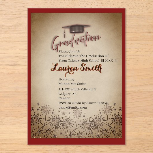 Acrylic Graduation Party Invitation (Recto)