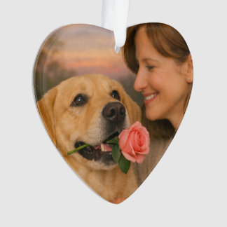 Acrylic Hartvormige Sierhangers – Hond met Roos bi Ornament