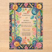 Acrylic Heldere Fiesta Folkart Bloemige Huwelijksb Acryl Uitnodigingen (Voorkant)