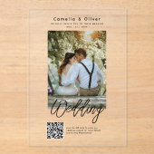 ACRYLIC Huwelijksuitnodigingen FOTO QR-code RSVP Acryl Uitnodigingen (Voorkant)