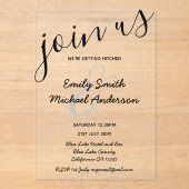 ACRYLIC Huwelijksuitnodigingen ZWARTE TEKST Vette Acryl Uitnodigingen (Voorkant)