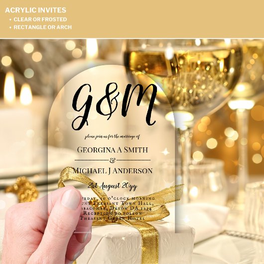 ACRYLIC Huwelijksuitnodigingen ZWARTE TEKST Vette Acryl Uitnodigingen