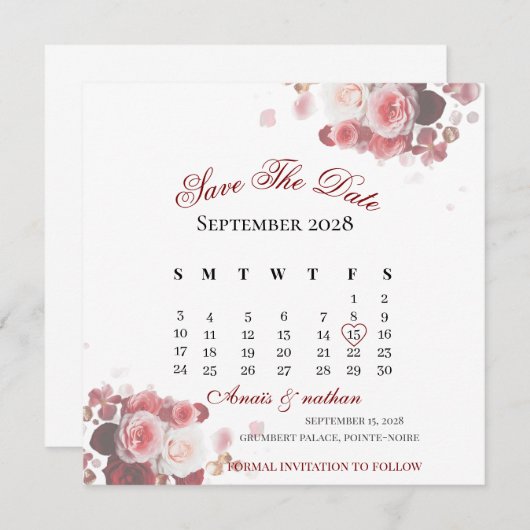 Acrylic Invitation save the date  (Devant / Derrière)