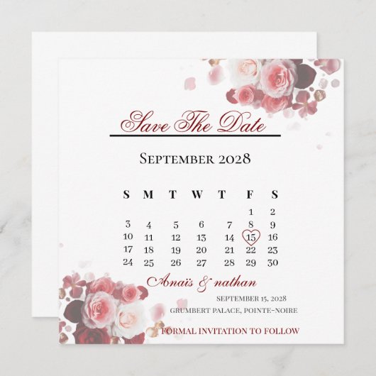 Acrylic Invitation save the date  (Devant / Derrière)