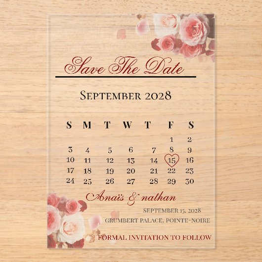 Acrylic Invitation save the date  (Recto)