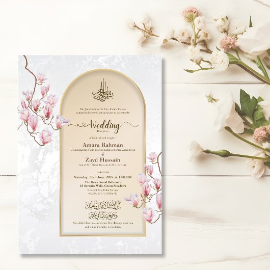 Acrylic Islamic Wedding Invitation | Arch Magnolia