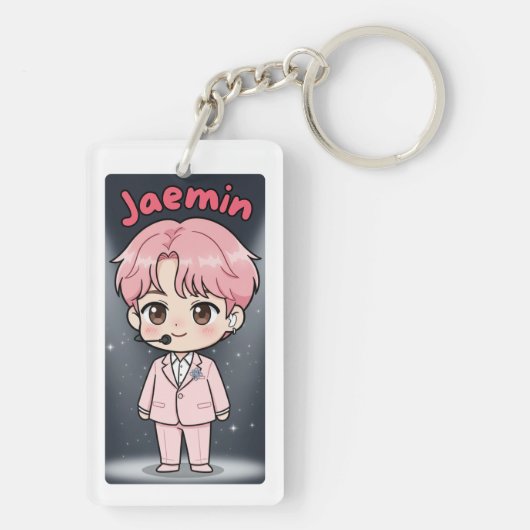 Acrylic Keychain Jaemin Pink Hair Edition (achterkant)
