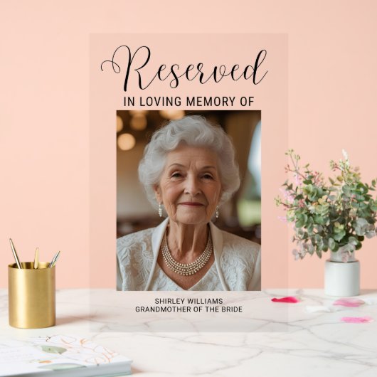 Acrylic Memorial Sign for Wedding Reserved Chair  (Mariage)