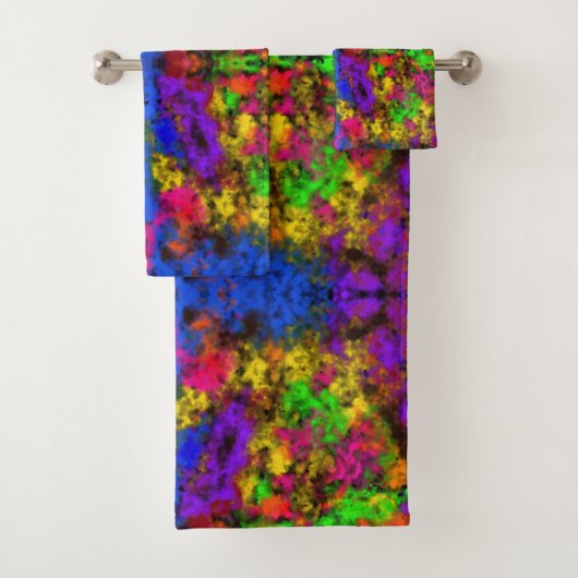 Acrylic Neon Colors Paint Splatter Splash Abstract Bad Handdoek (Insitu)