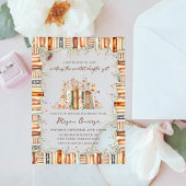 Acrylic New Chapter Floral Books Bridal Shower Acryl Uitnodigingen