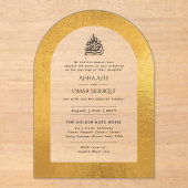 ACRYLIC NIKAH WALIMA Invitation Or Élégant islamiq (Recto)