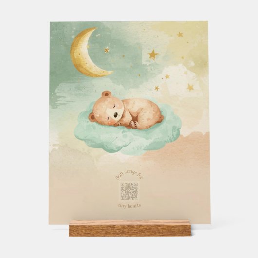 Acrylic Nursery Sign | Sleeping Baby Bear on Cloud (Recto)