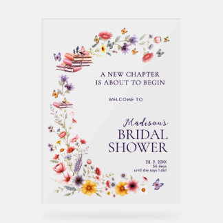  Acrylic Poppy & Lavender Bridal Shower Welcome 