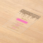 ACRYLIC Quinceanera Roze Goud Glam Diva Quince Acryl Uitnodigingen (Laagn)