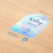 ACRYLIC TROUW Beachy Sjy BLAUW Groen QR Code RSVP Acryl Uitnodigingen (Laagn)