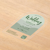 ACRYLIC TROUWEN Olijfgroen QR Code RSVP Website Acryl Uitnodigingen (Laagn)