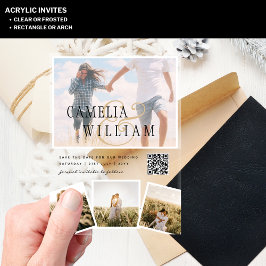 ACRYLIC TROUWKAARTEN FOTO QR CODE RSVP ACRYL UITNODIGINGEN