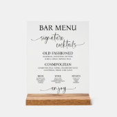 Acrylic Wedding Bar Menu Sign (Recto)