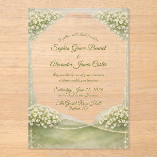Acrylic Wedding Invitation Elegant Soft Green Acryl Uitnodigingen