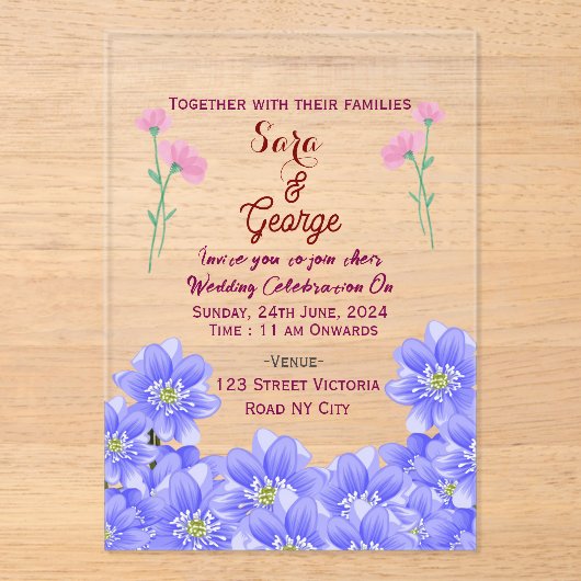 Acrylic Wedding Invitations Acryl Uitnodigingen (Voorkant)