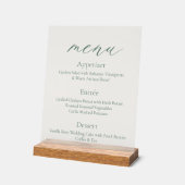 Acrylic Wedding Menu Sign with Wooden Base (Angle)