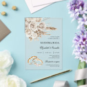Acrylic White Floral Spanish Wedding Invitation (Insitu (Mariage))