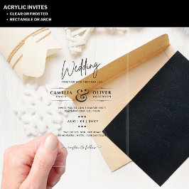 ACRYLICHE TROUWKAARTEN ZWARTE TEKST Vette Beginlet Acryl Uitnodigingen