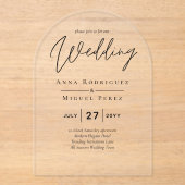 ACRYLICHOUTEN TROUWKAARTEN Minimalistisch Modern T Acryl Uitnodigingen (Voorkant)