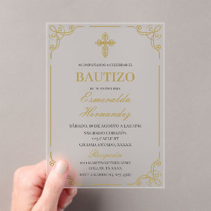 Acrylique Bautizo Espagnol Invitation