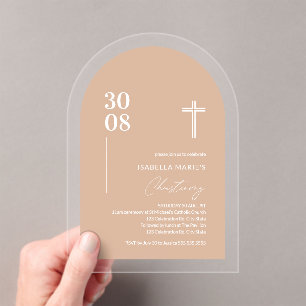 Acrylique Blush rose Christening Invitation