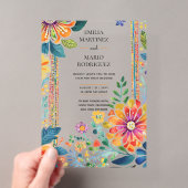 Acrylique Clair Invitation de Mariage Floral Fiest (In situ (ordinateur de poche))