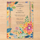 Acrylique Clair Invitation de Mariage Floral Fiest (Recto)