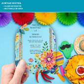 Acrylique Clair Invitation de Mariage Floral Fiest