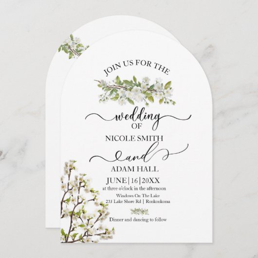 Acrylique Mariage Verdure Et Fleurs Invitation (Devant / Derrière)