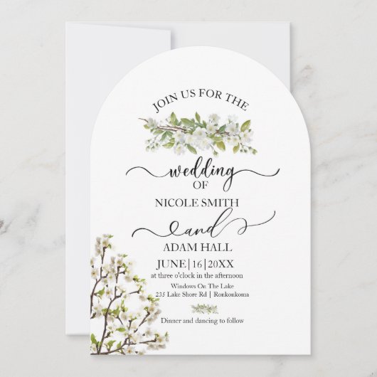 Acrylique Mariage Verdure Et Fleurs Invitation (Devant)